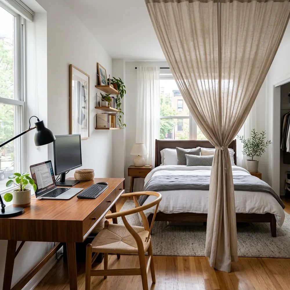 33 Small Bedroom Layout Ideas with a Bedroom Office Combo featuring cozy design and layout