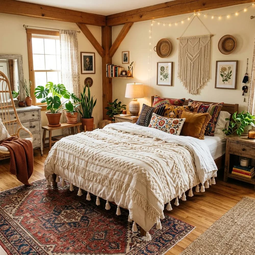 Boho Small Bedroom Decor Ideas for a Cozy Apartment featuring cozy design and layout