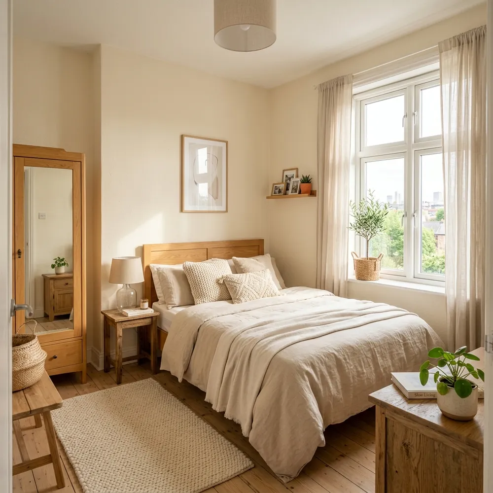 Cozy Neutral Small Bedroom Decor Ideas for a Cozy Apartment featuring cozy design and layout