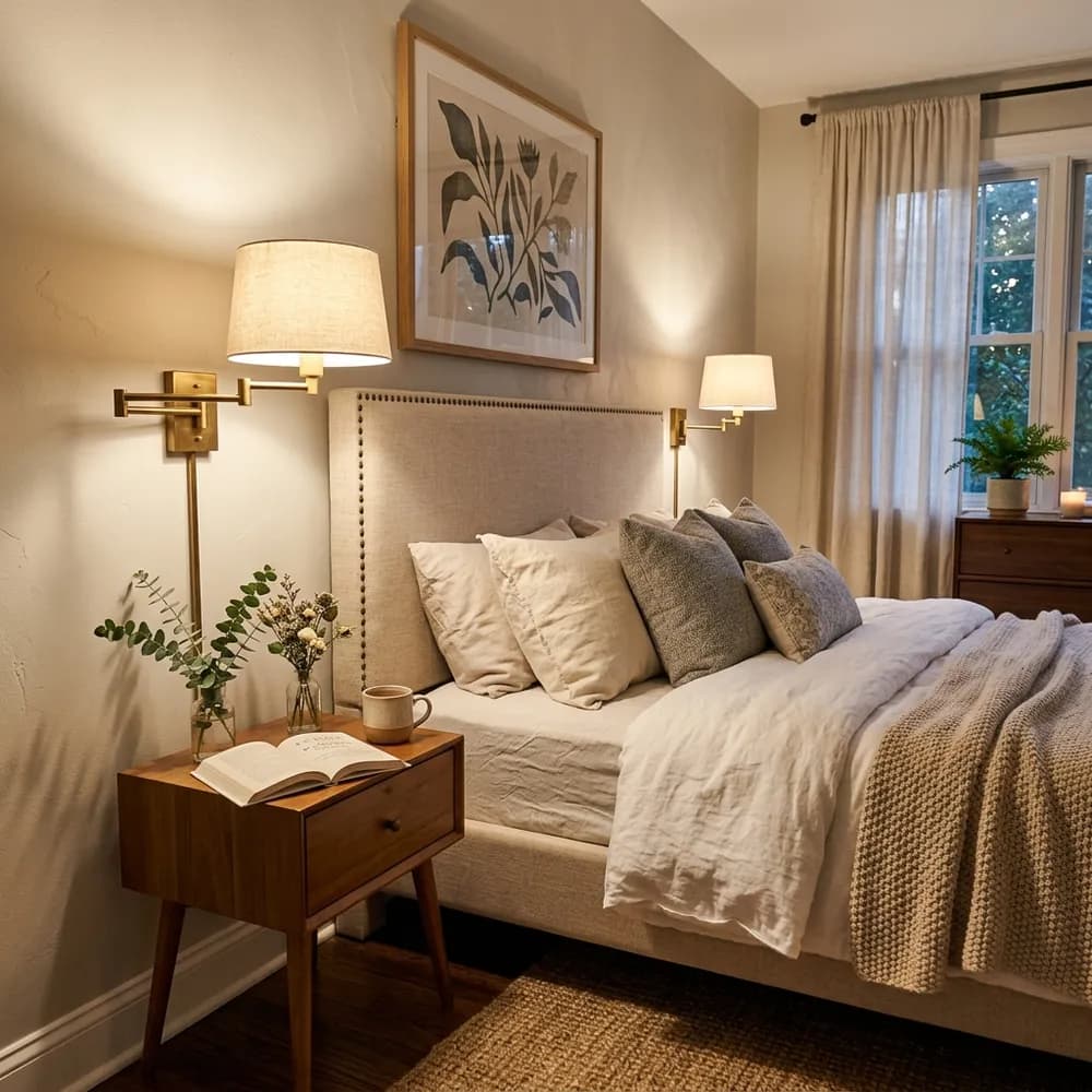 A beautifully styled living room makeover ideas with renter-friendly upgrades showcasing apartment-scale sofas and floating TV consoles.