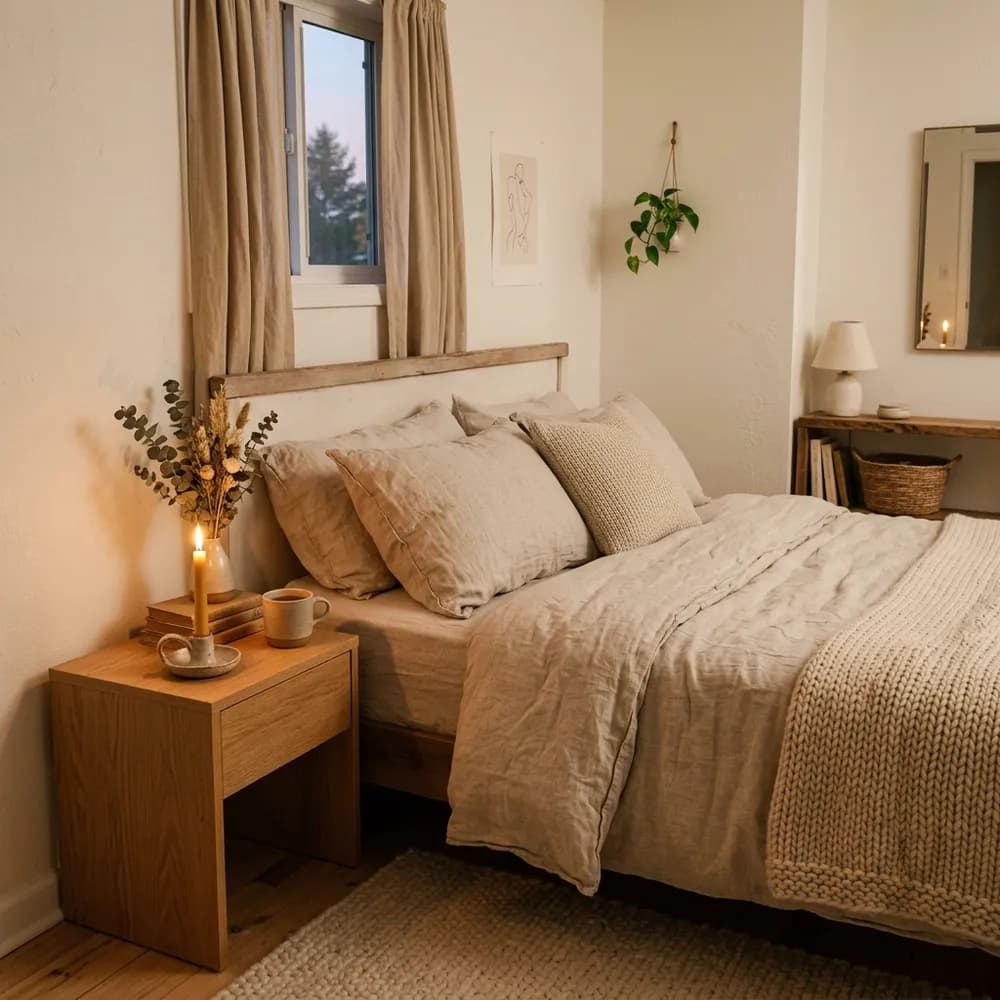 A beautifully styled mocha and cream color palette ideas for small homes showcasing curated color harmony and 60-30-10 color rule.