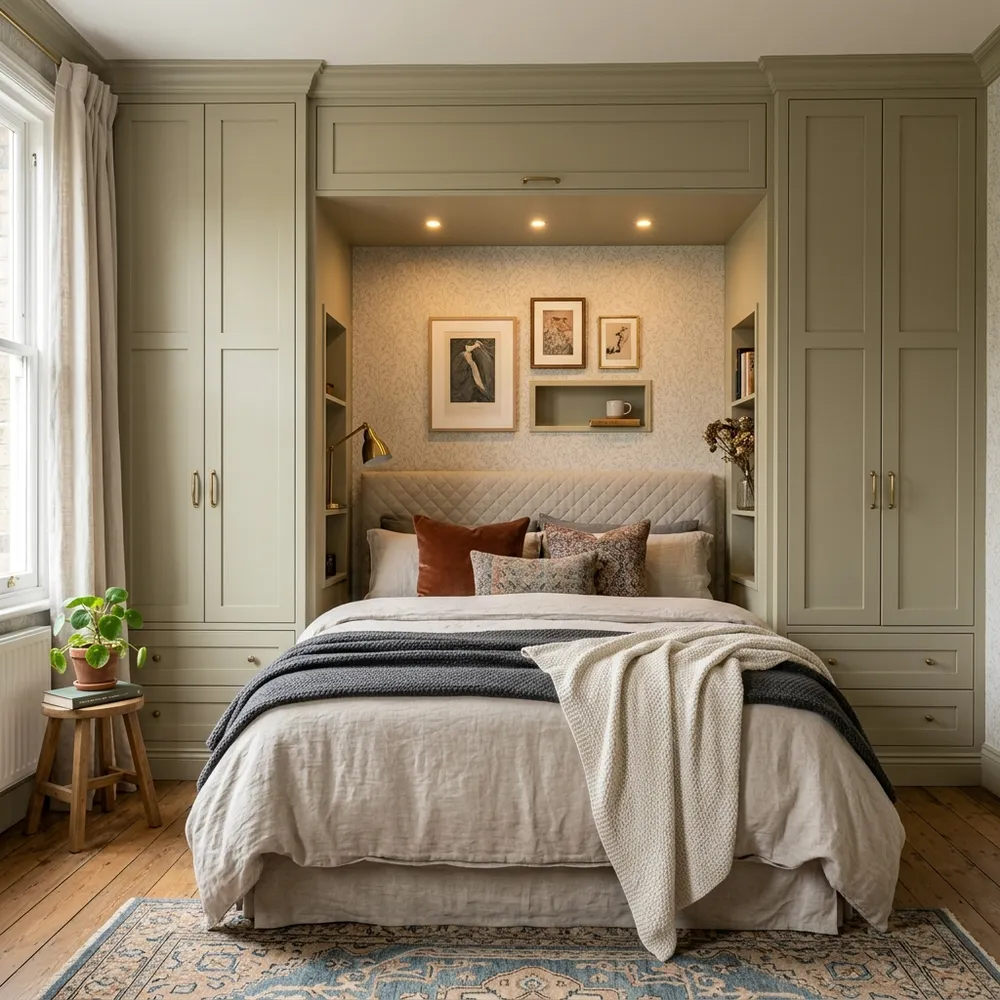 A beautifully styled organic modern color palettes for small homes and apartments showcasing curated color harmony and 60-30-10 color rule.