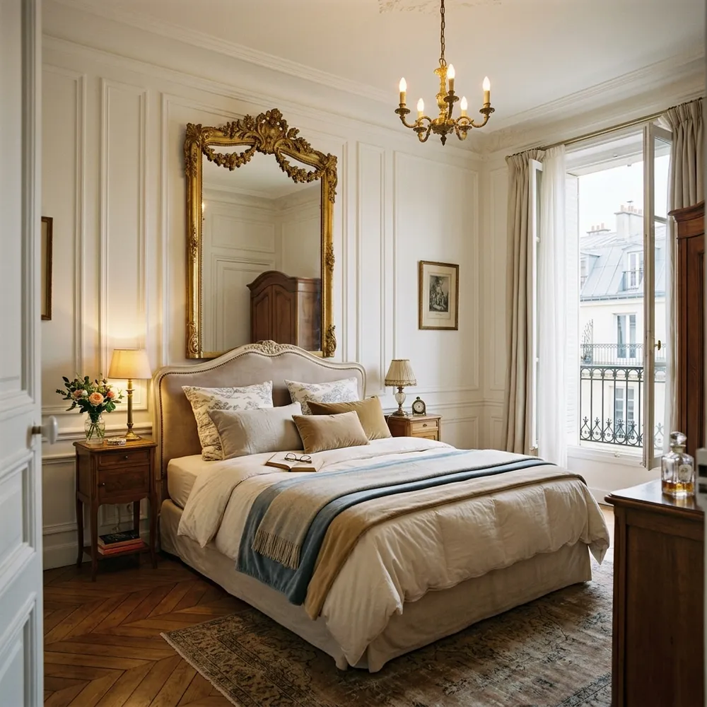 Parisian Small Bedroom Decor Ideas for a Cozy Apartment featuring cozy design and layout